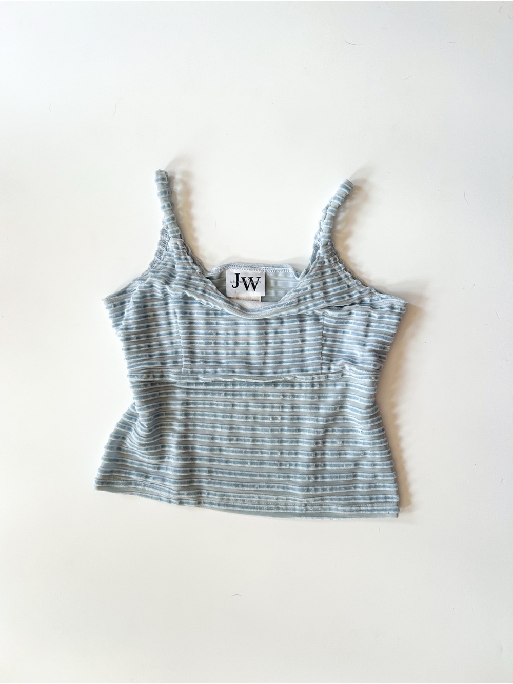 Vintage Light Blue Striped Ribbed Camisole